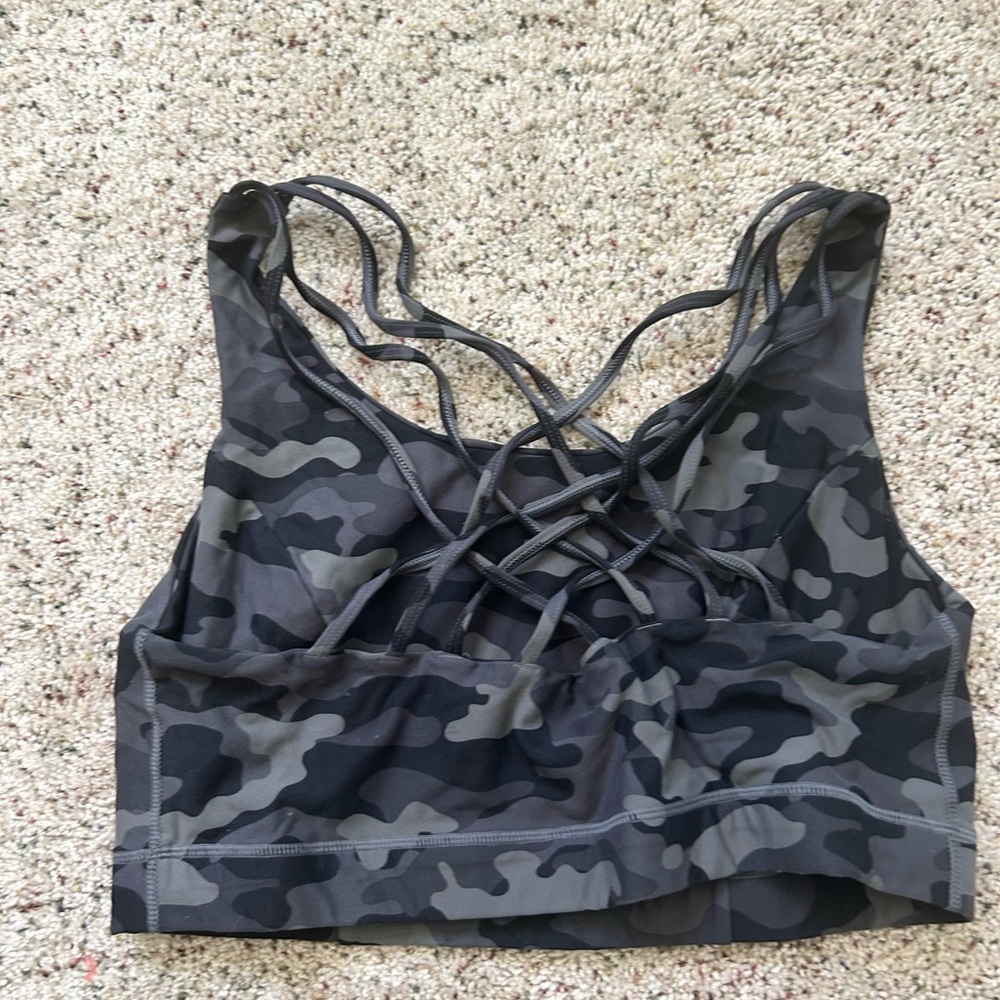 Torrid Gray Camo Crisscross Sports Bra